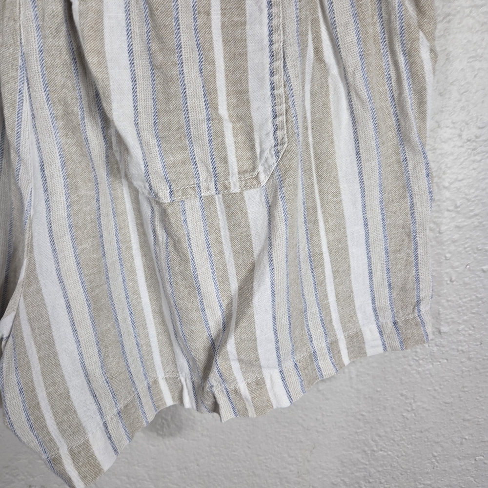 Briggs Ladies' Linen Blend Short Size Large Cream Striped Embroidered - Picture 10 of 16
